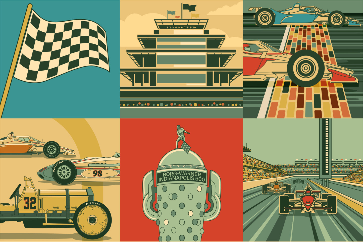 Indy 500 art print – Indianapolis Motor Speedway vintage racing poster by PayneCraft