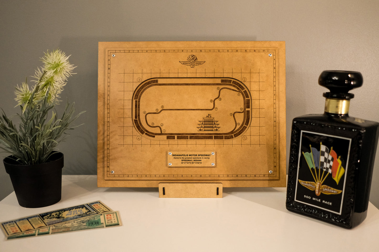 Indianapolis Motor Speedway® - 3D Track Map Woodcraft Art Display