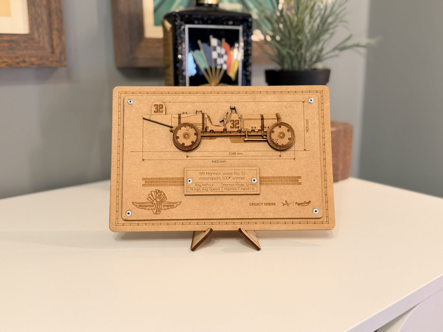 Ray Harroun & the 1911 Marmon Wasp – 3D Wood Art Display - Indy 500®