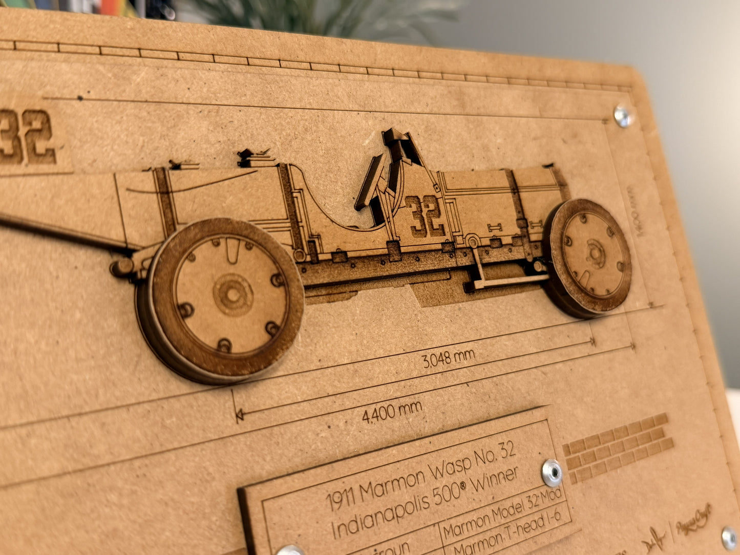 Ray Harroun & the 1911 Marmon Wasp – 3D Wood Art Display - Indy 500®