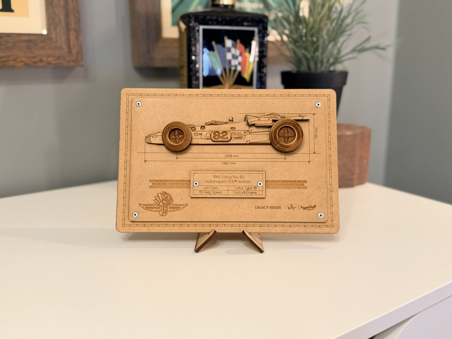 Jim Clark & the 1965 Lotus-Ford Type 38 – 3D Wood Art Display - Indy 500®