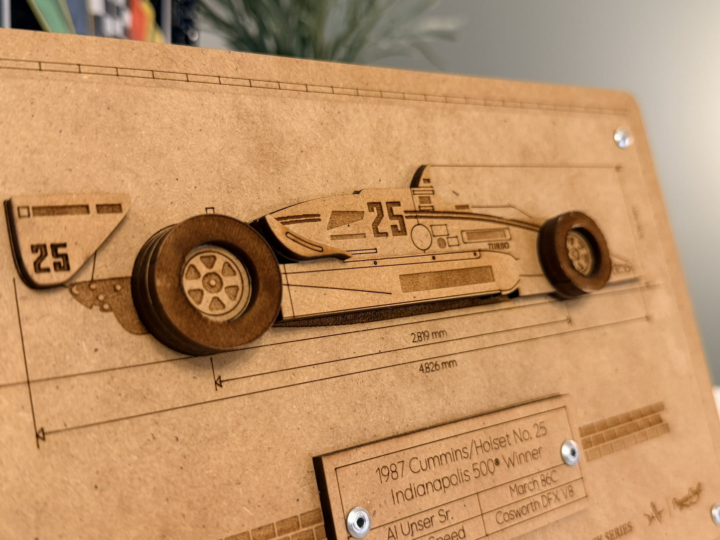 Al Unser Sr. & the 1987 Cummins – 3D Wood Art Display - Indy 500®