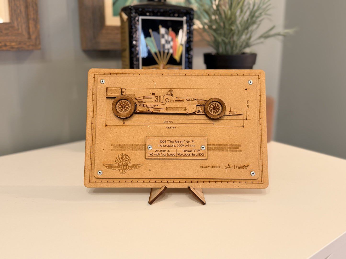 Al Unser Jr. & The Beast – 3D Wood Art Display - Indy 500®