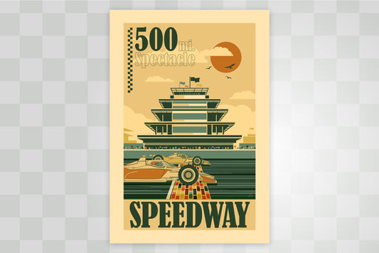 Indy 500 art print – Indianapolis Motor Speedway vintage racing poster by PayneCraft
