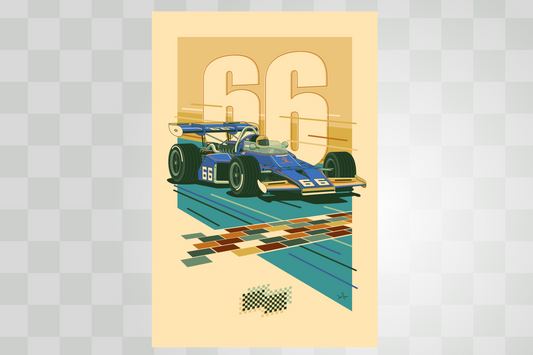 1972 Indy 500® No. 66 Mark Donohue Print – Retro Racing Wall Art by PayneCraft