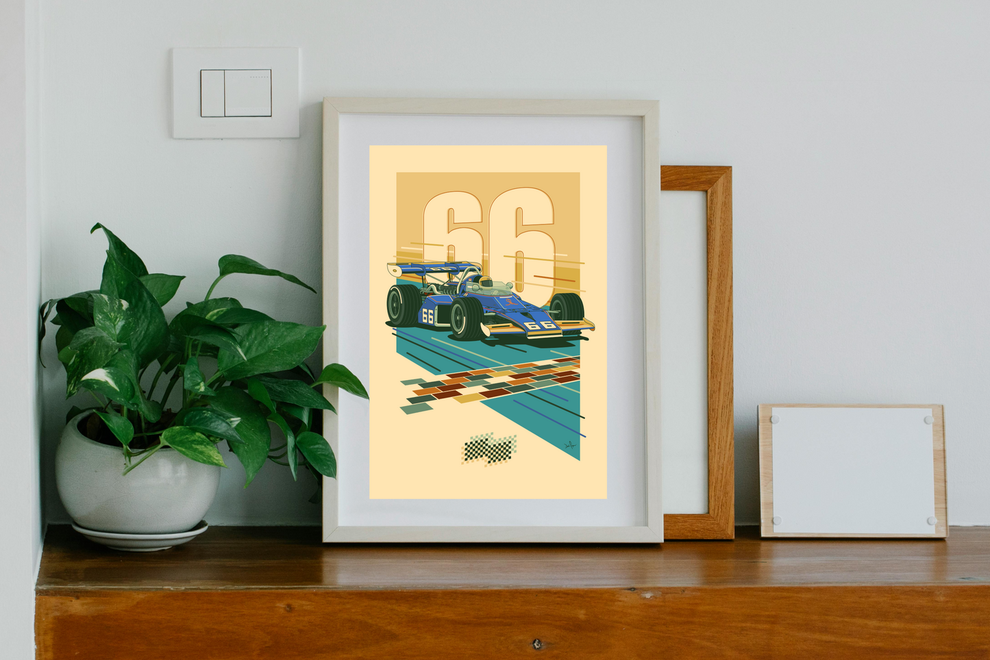 1972 Indy 500® No. 66 Mark Donohue Print – Retro Racing Wall Art by PayneCraft