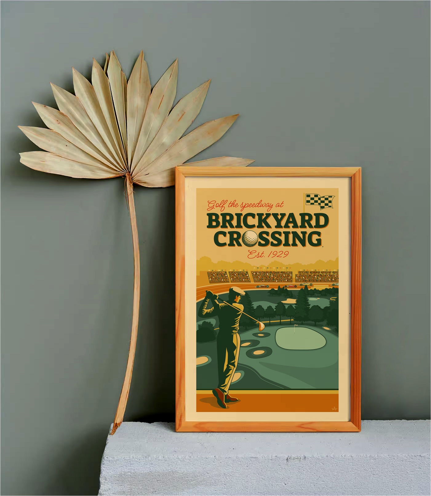 Indianapolis Motor Speedway® "Golf the Speedway" at Brickyard Crossing® Retro Wall Art Print