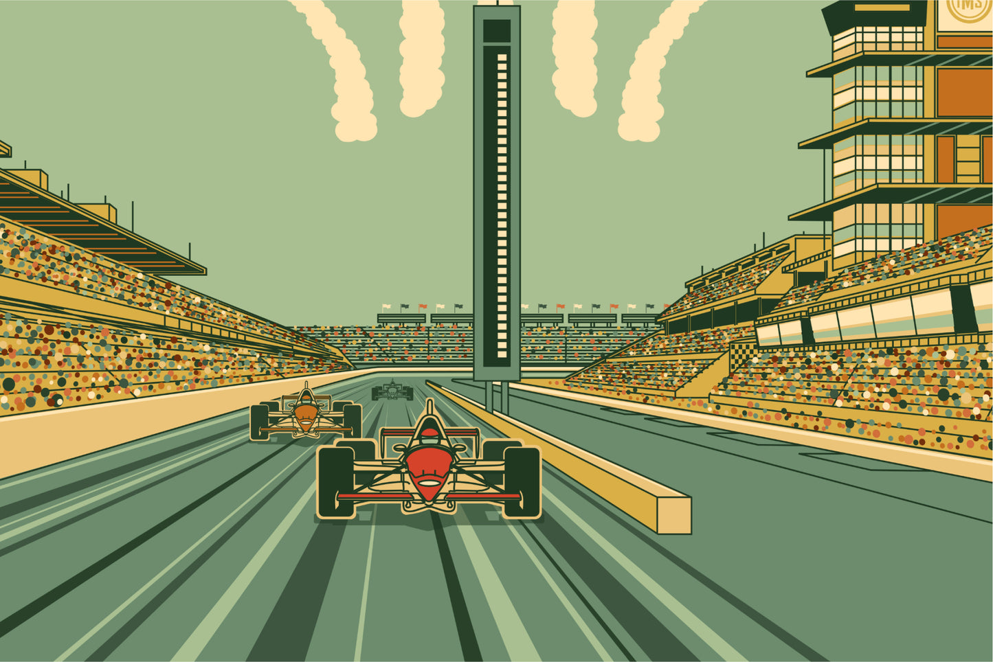 Indy 500 art print – Indianapolis Motor Speedway vintage racing poster by PayneCraft