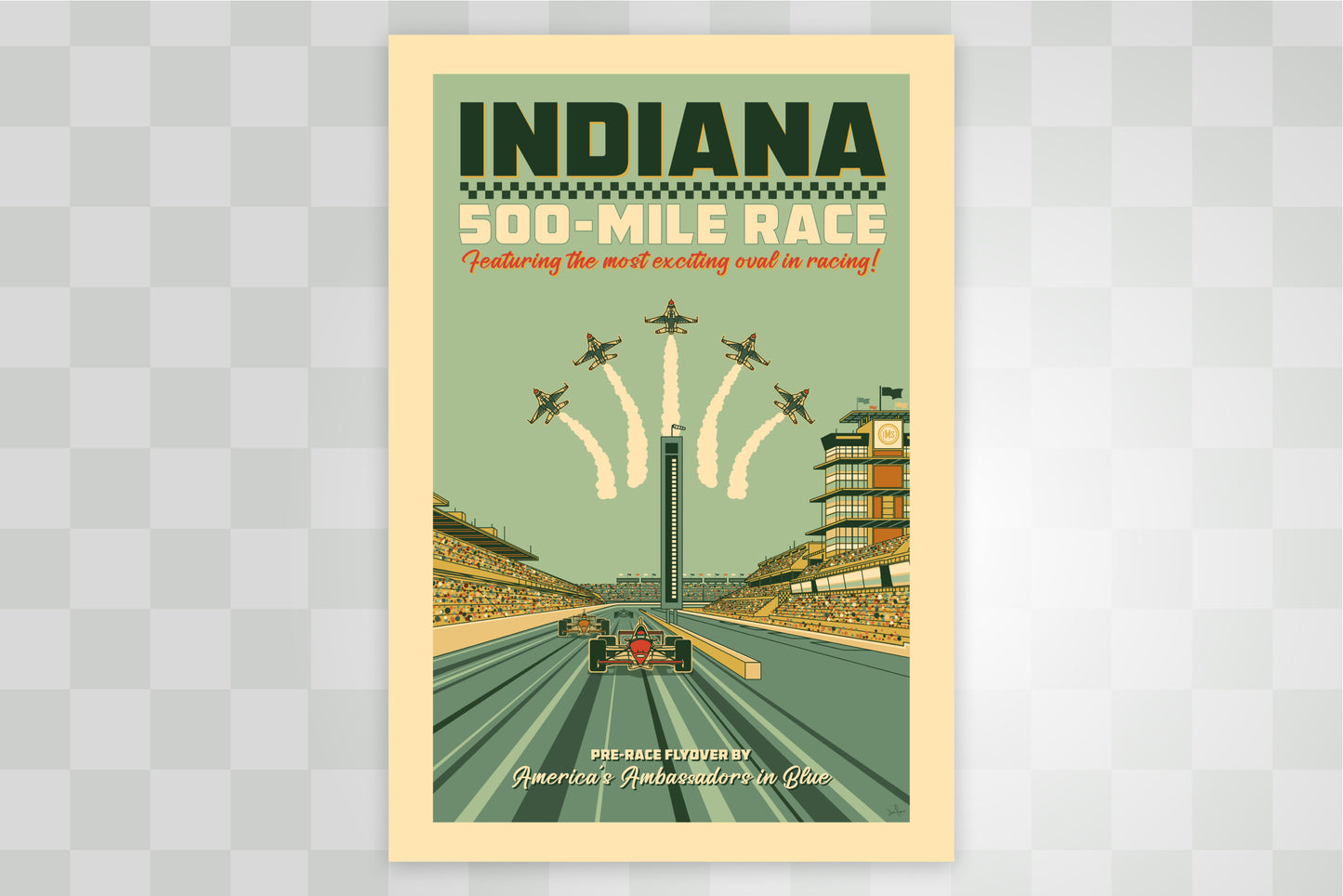 Indy 500 art print – Indianapolis Motor Speedway vintage racing poster by PayneCraft