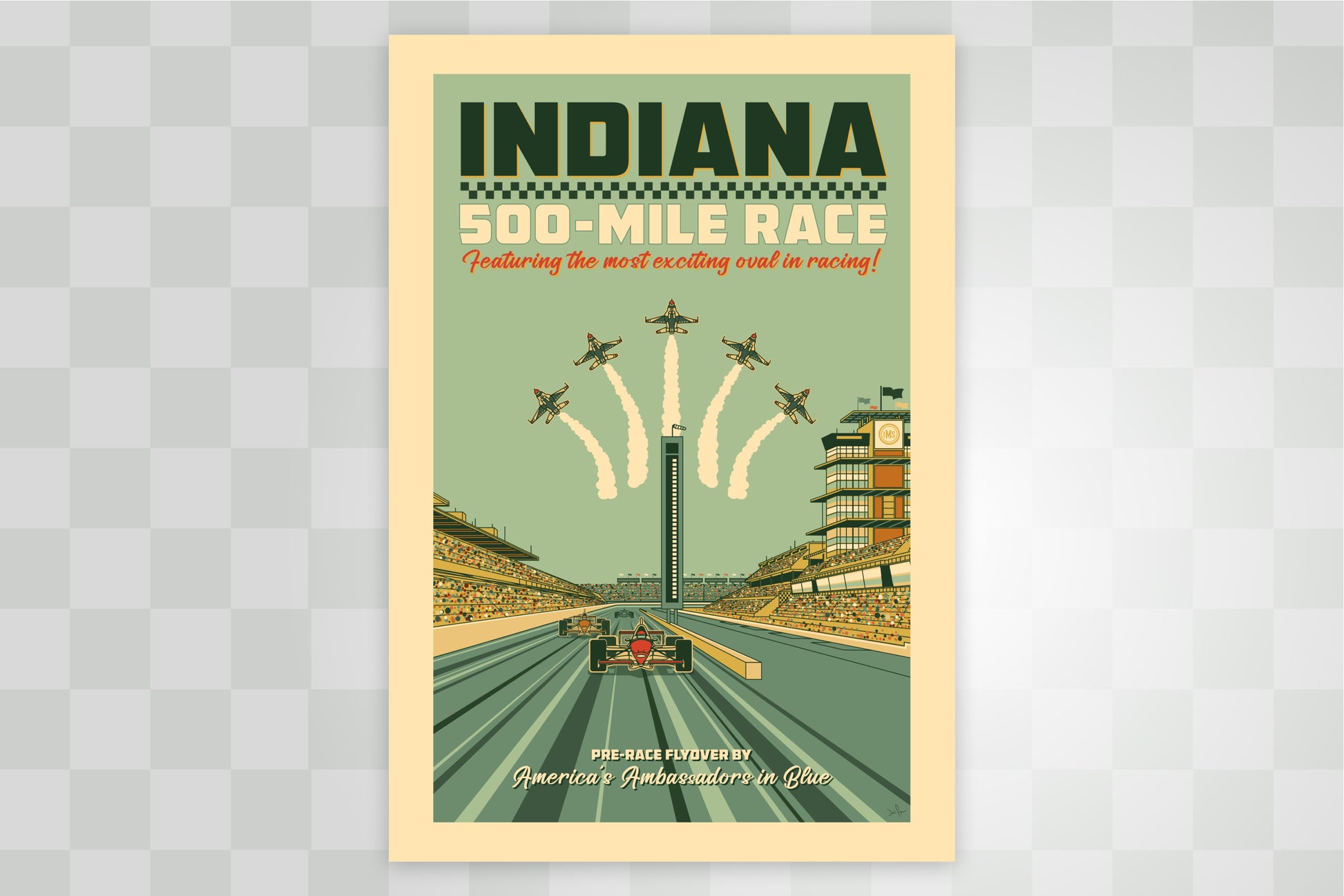Indy 500 art print – Indianapolis Motor Speedway vintage racing poster by PayneCraft