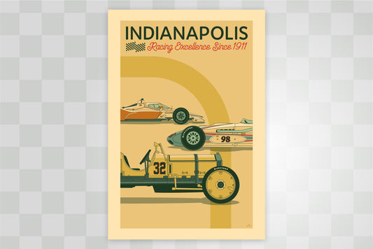 Indy 500 art print – Indianapolis Motor Speedway vintage racing poster by PayneCraft