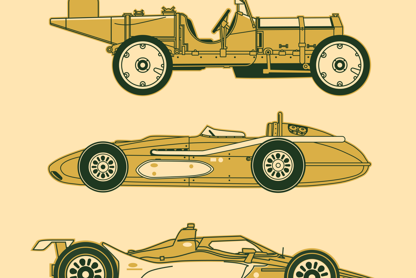 Classic IndyCar® Eras Print – Minimal Modern Racing Art by PayneCraft