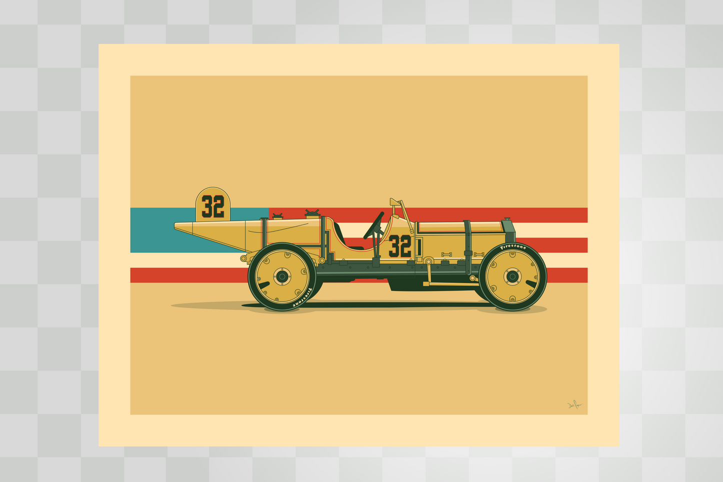 1911 Marmon Wasp Print – Minimal Indianapolis Racing Art by PayneCraft