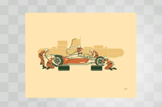 IndyCar® Pit Stop Print – Minimal Modern Racing Art by PayneCraft