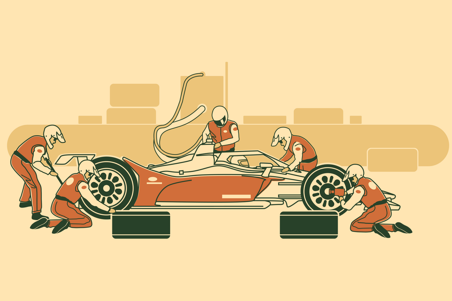 IndyCar® Pit Stop Print – Minimal Modern Racing Art by PayneCraft